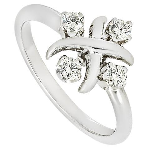 Tiffany 
Co. Platinum Schlumberger Lynn Diamond Ring Size 52 0.20ct TDW For Sale