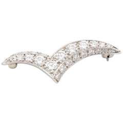 Tiffany & Co. Platinum Seagull Brooch with Diamonds