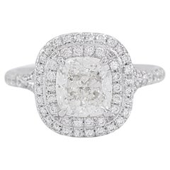 Tiffany 
Co. Platinum Soleste 2.22 Carat Cushion Cut Diamond Ring