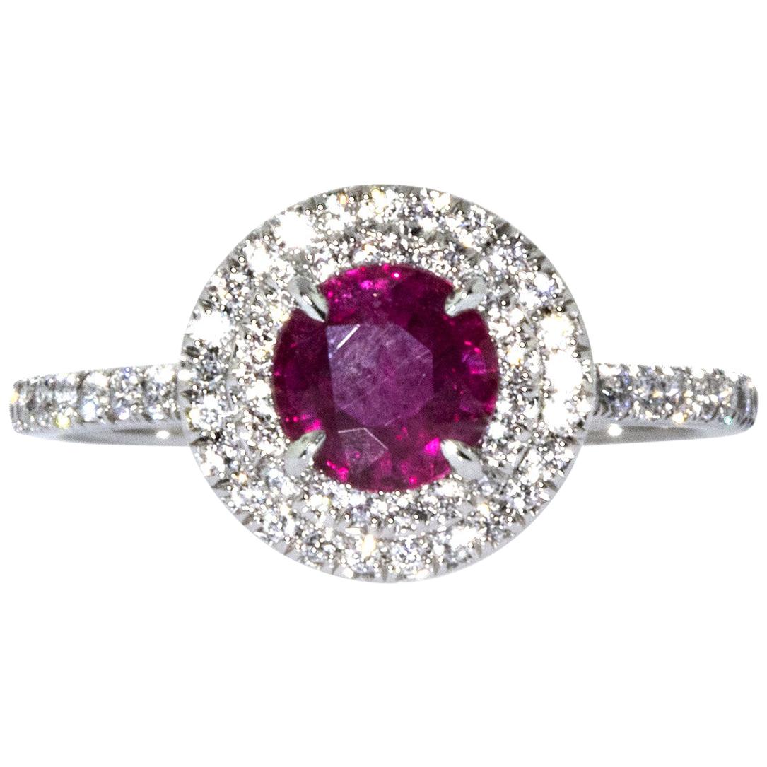 Tiffany & Co. Platinum Soleste Diamond and Ruby Ring