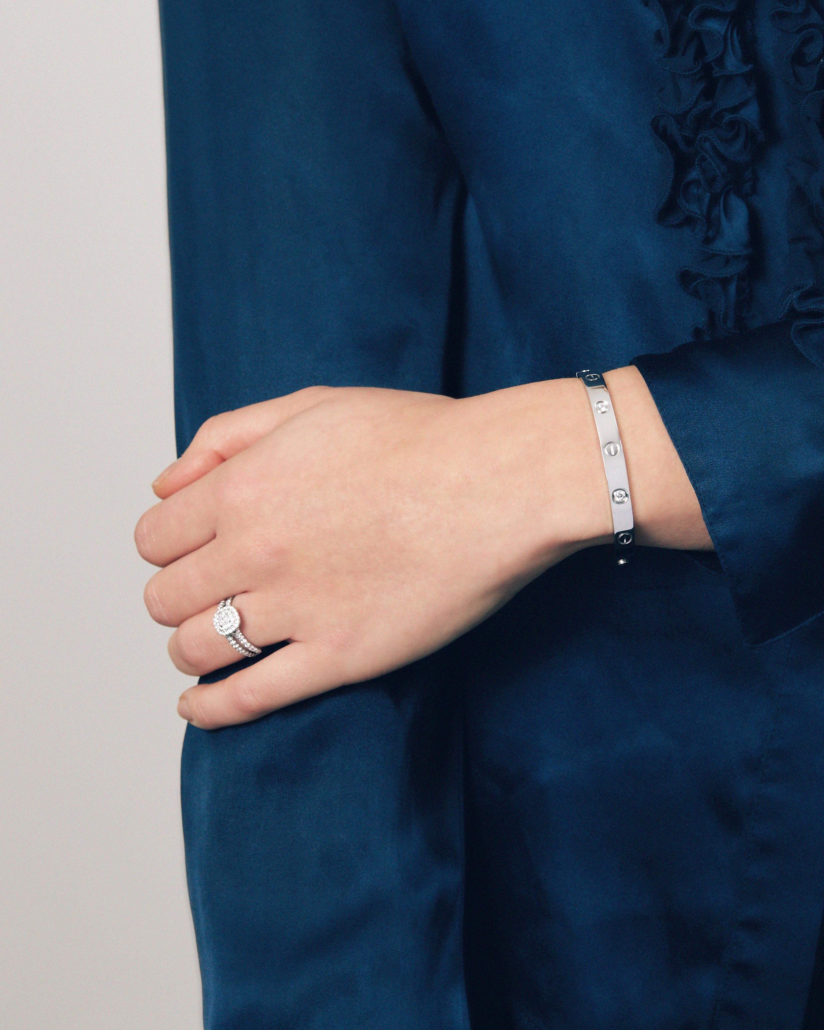 Tiffany & Co. Platin Soleste doppelter Halo-Diamant  Ring (Brillantschliff) im Angebot