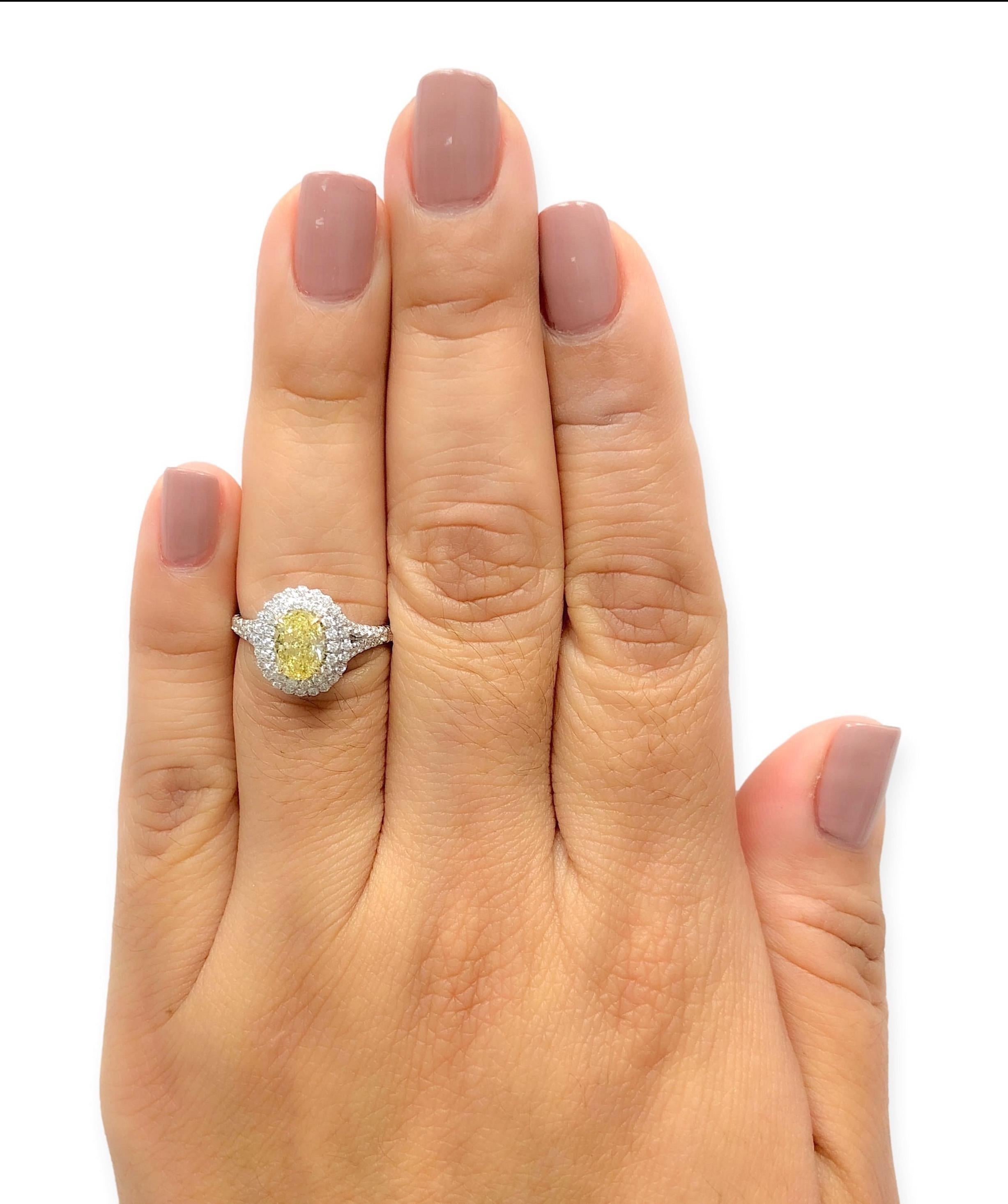 Tiffany&Co Plat Soleste Verlobungsring, intensiv gelber, ovaler Fancy-Diamant 1,46TW im Angebot 4