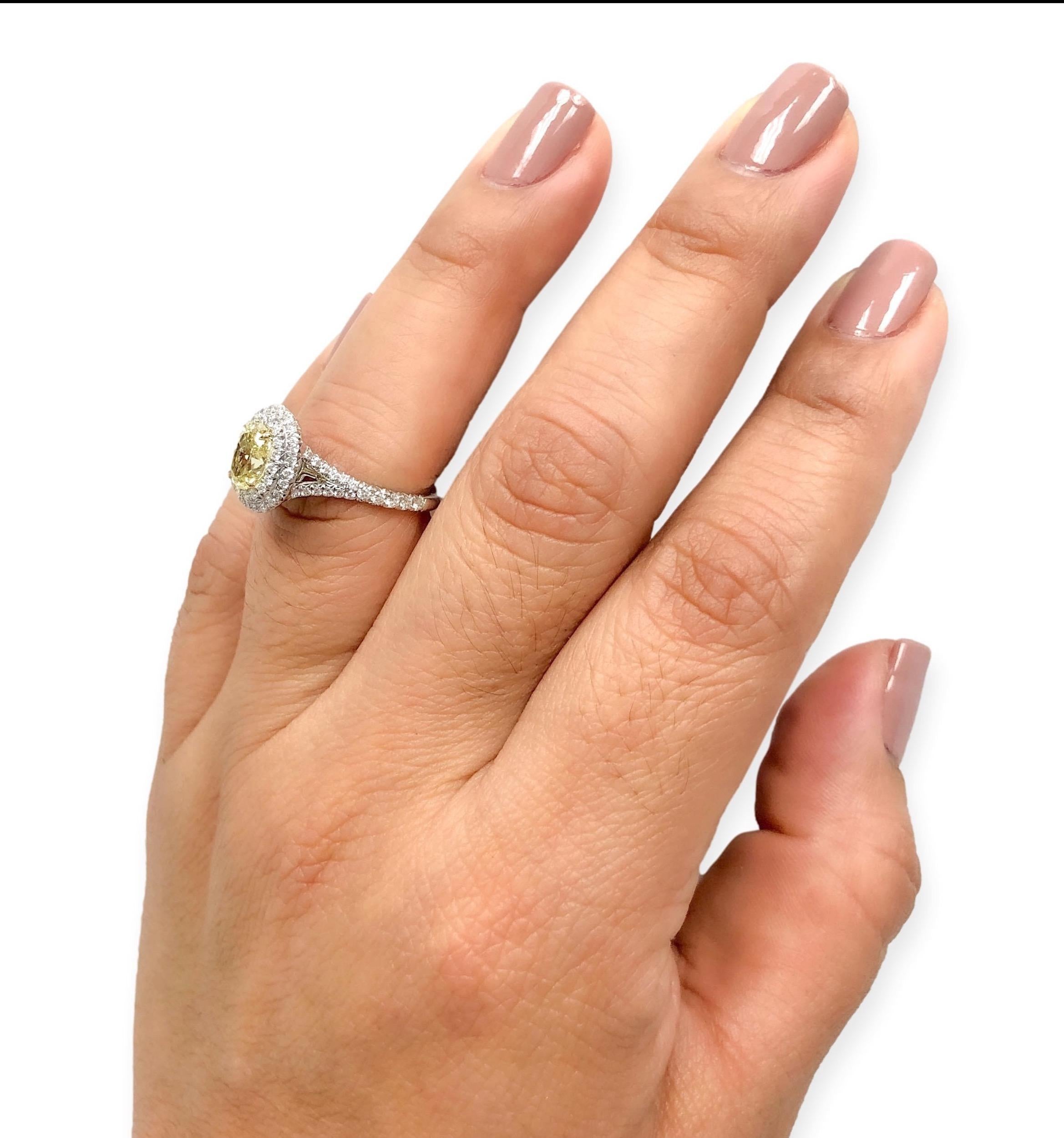 Tiffany&Co Plat Soleste Verlobungsring, intensiv gelber, ovaler Fancy-Diamant 1,46TW im Angebot 5