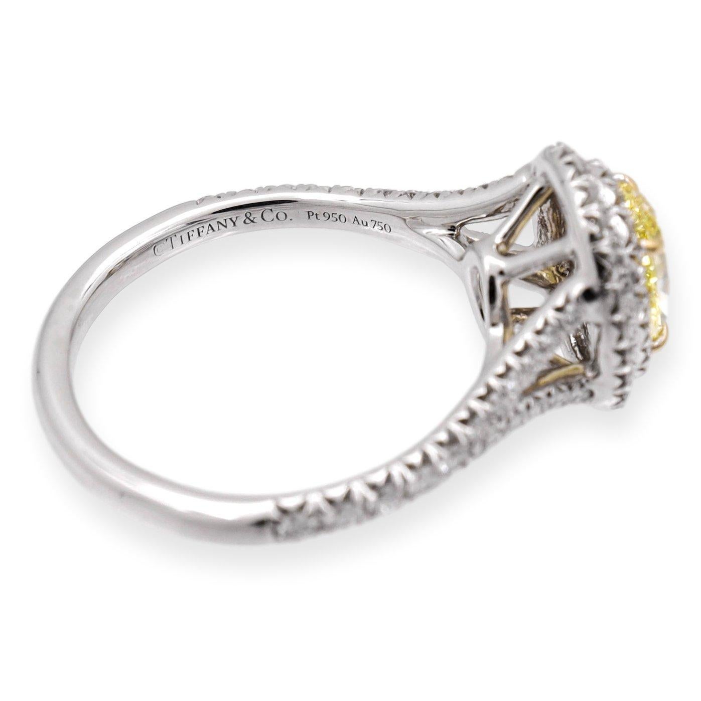 Tiffany&Co Plat Soleste Verlobungsring, intensiv gelber, ovaler Fancy-Diamant 1,46TW (Moderne) im Angebot
