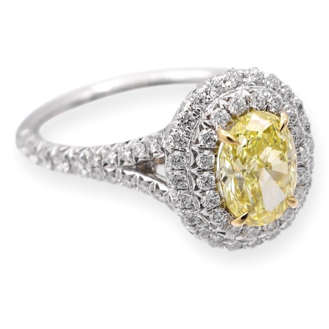 Tiffany&Co Plat Soleste Verlobungsring, intensiv gelber, ovaler Fancy-Diamant 1,46TW (Ovalschliff) im Angebot