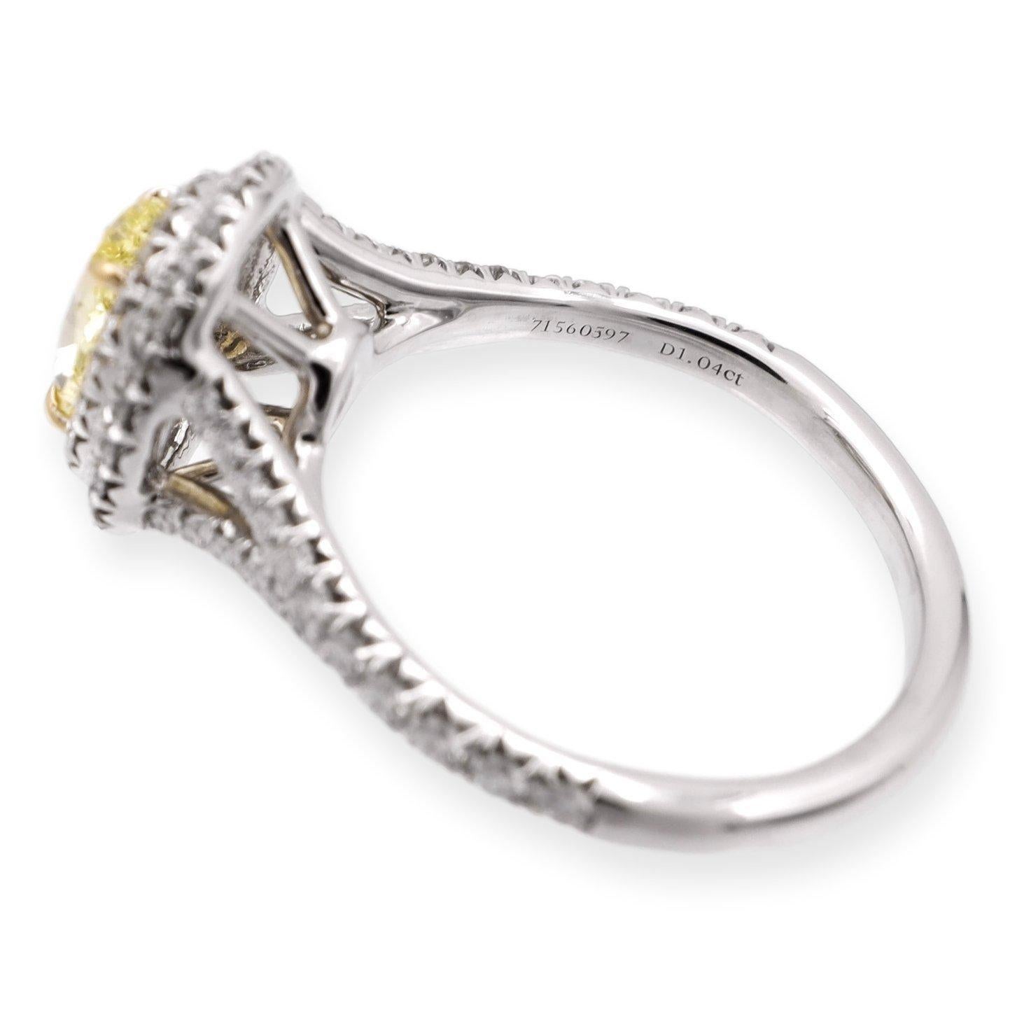 Tiffany&Co Plat Soleste Verlobungsring, intensiv gelber, ovaler Fancy-Diamant 1,46TW im Zustand „Hervorragend“ im Angebot in New York, NY
