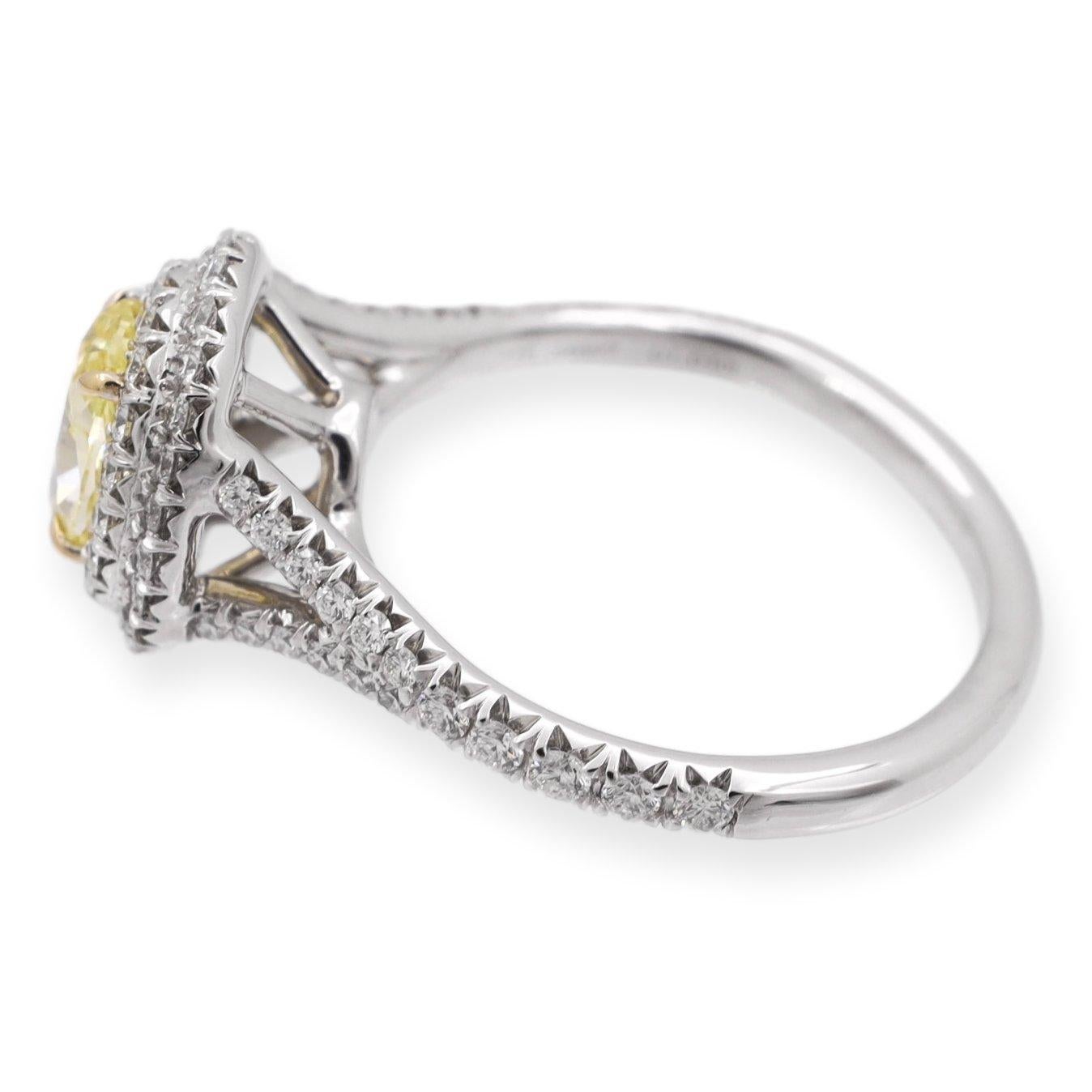Tiffany&Co Plat Soleste Verlobungsring, intensiv gelber, ovaler Fancy-Diamant 1,46TW im Angebot 1