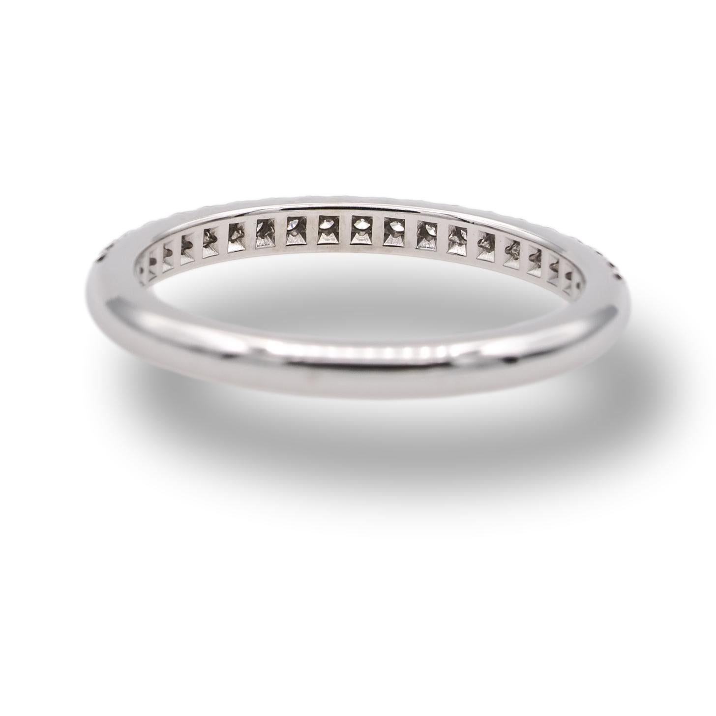 Modern Tiffany & Co. Platinum Soleste Half Circle Band Ring Round Diamond 0.17cts Total