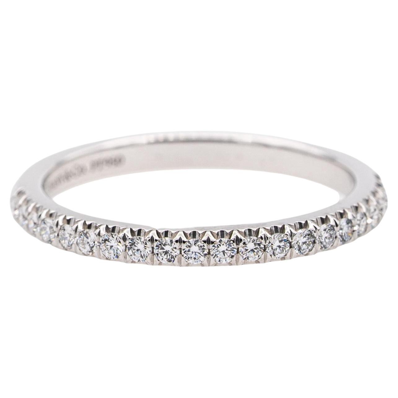 Tiffany & Co. Platinum Soleste Half Circle Band Ring Round Diamond 0.17cts Total