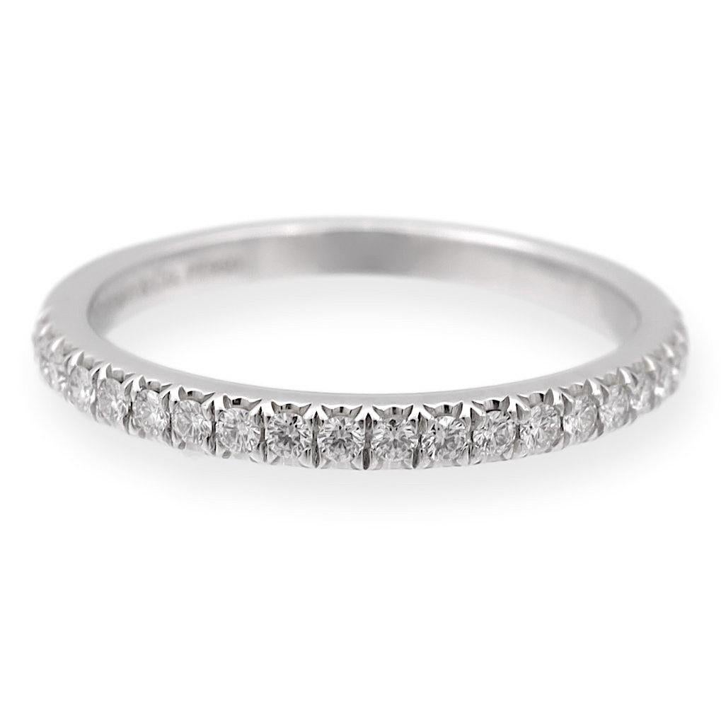 Modern Tiffany & Co. Platinum Soleste Half Circle Round Diamond 0.17cts Band Ring For Sale