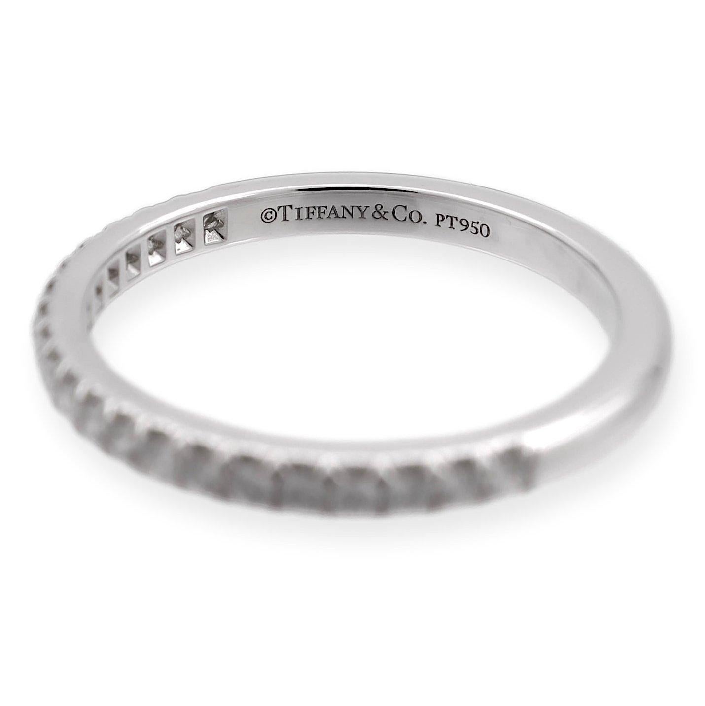 Tiffany & Co. Platinum Soleste Half Circle Round Diamond 0.17cts Band Ring In Excellent Condition For Sale In New York, NY