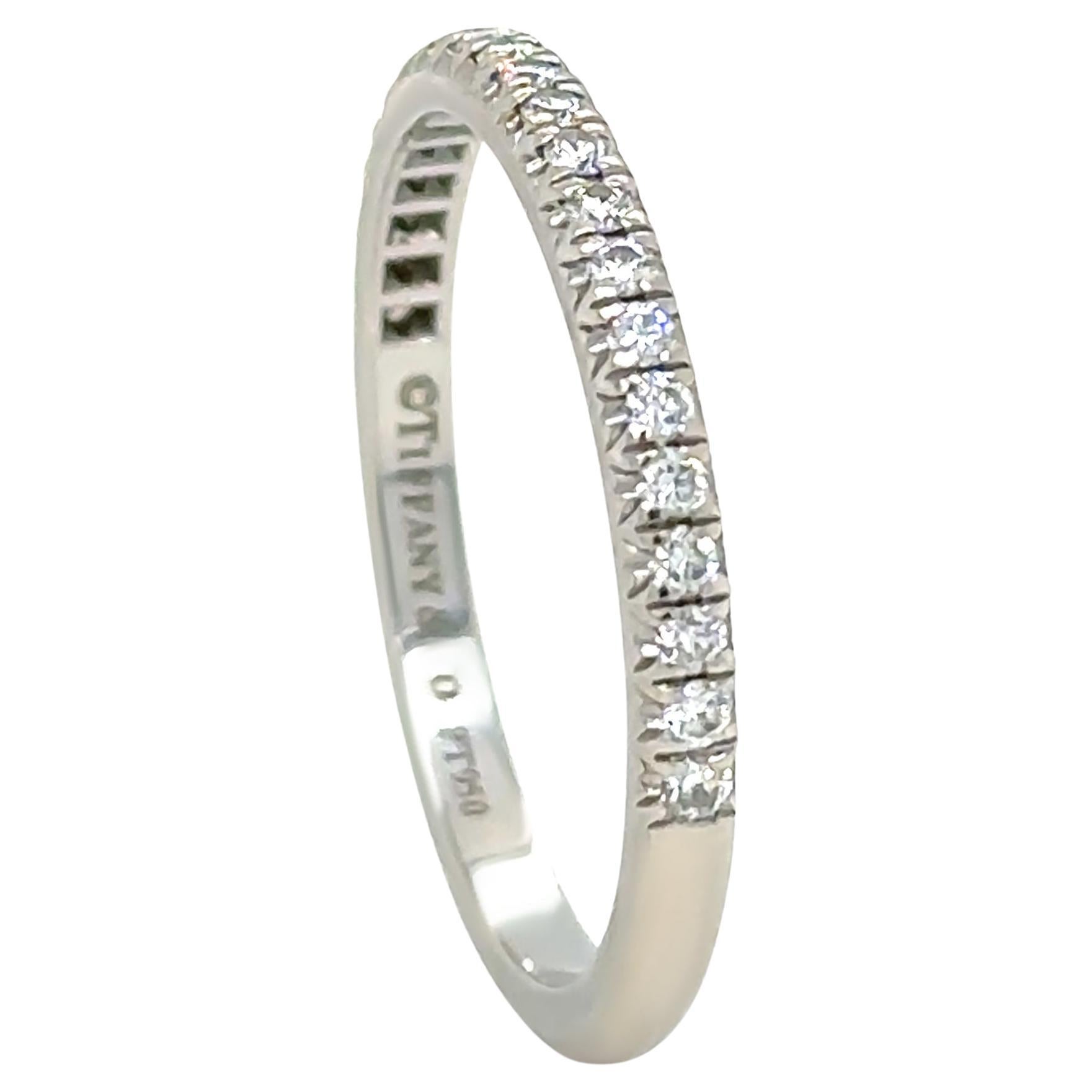 Tiffany 
Co. Platinum Soleste Half Eternity Ring 0.17ct 3g For Sale