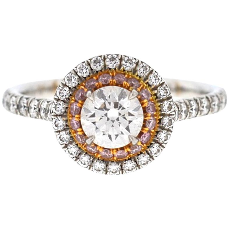 Tiffany & Co. Platinum Soleste Halo Diamond Engagement Ladies Ring