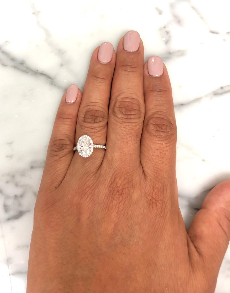 Tiffany and Co. Platinum Soleste Oval Diamond Engagement Ring F VS1 2.33  Cts Total at 1stDibs