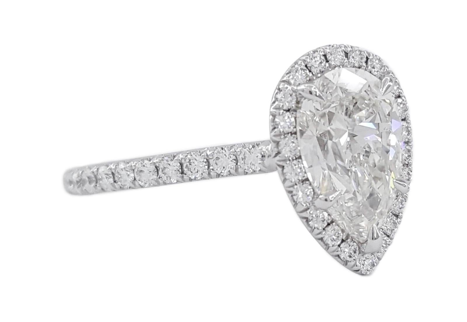 Women's or Men's Tiffany & Co. Platinum Soleste Pear Cut Pear Cut Diamond Ring For Sale