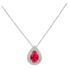 Tiffany & Co. Platinum Soleste Pear Shape Rubellite Diamond Pendant Necklace