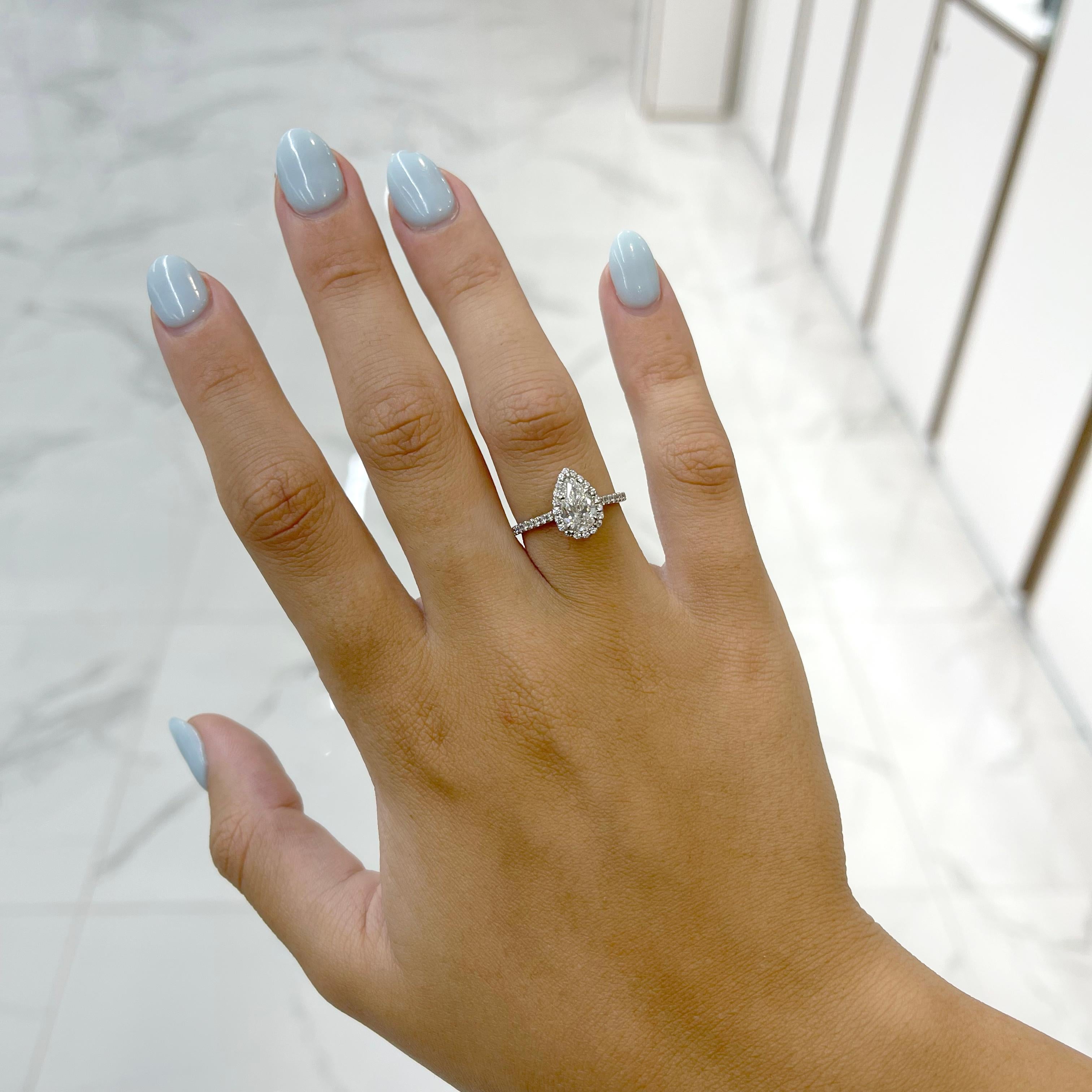 Tiffany & Co. Platinum Soleste Pear Shaped Halo Diamond Engagement Ring 1