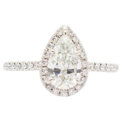 Tiffany & Co. Platinum Soleste Pear Shaped Halo Diamond Engagement Ring