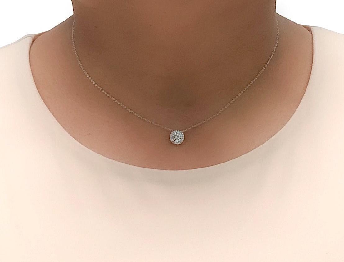 Tiffany & Co. Platinum Soleste Round Diamond .80ct IVVS2 Pendant Necklace In Excellent Condition For Sale In New York, NY