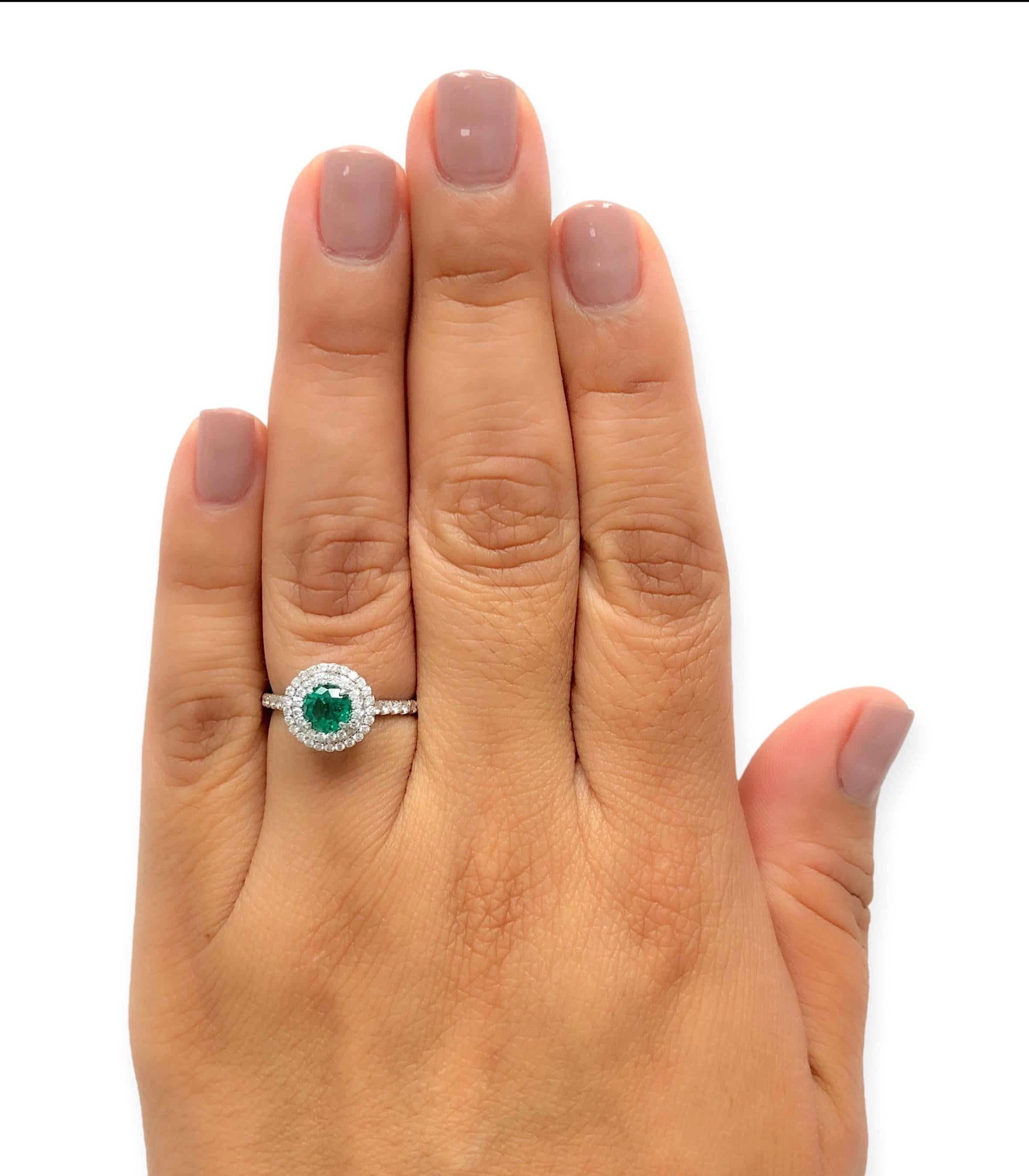 Tiffany & Co Platinum Soleste Round Emerald and Diamond Ring 1