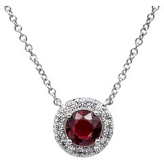 Tiffany & Co. Platinum Soleste Round Ruby and Diamond Pendant