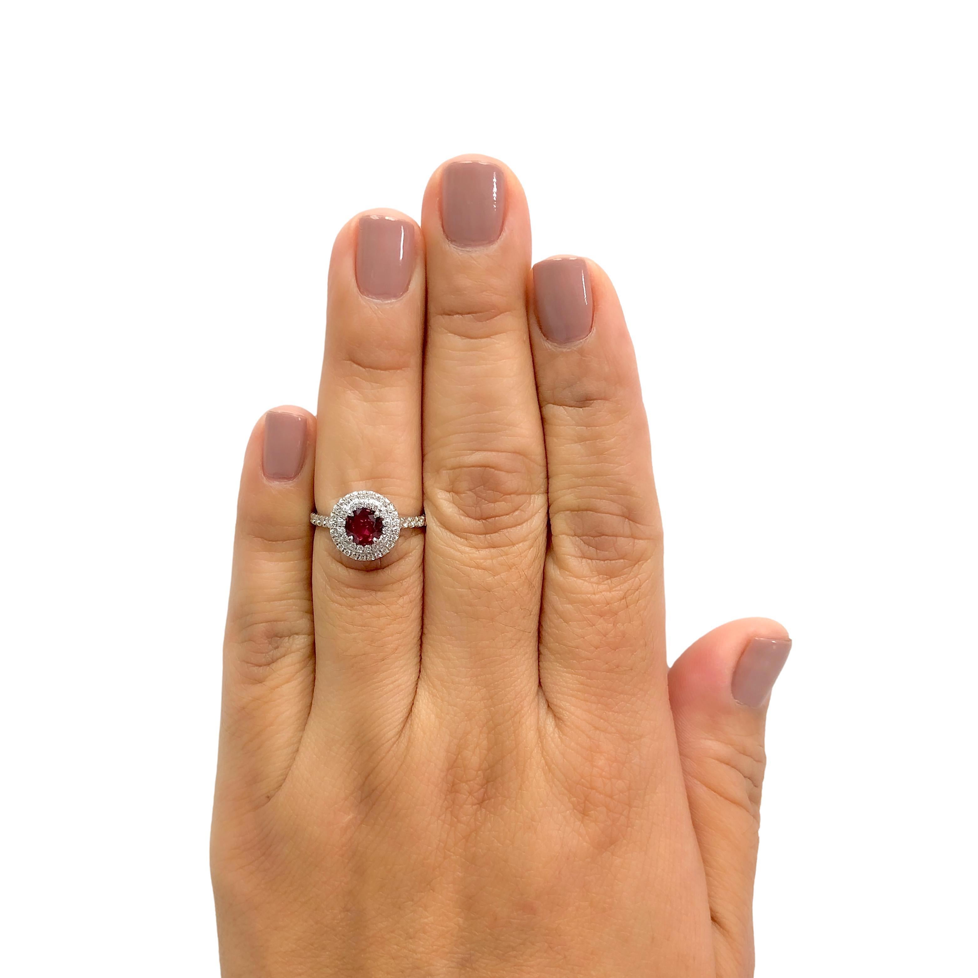 Tiffany & Co Platinum Soleste Round Ruby and Diamond Ring 4