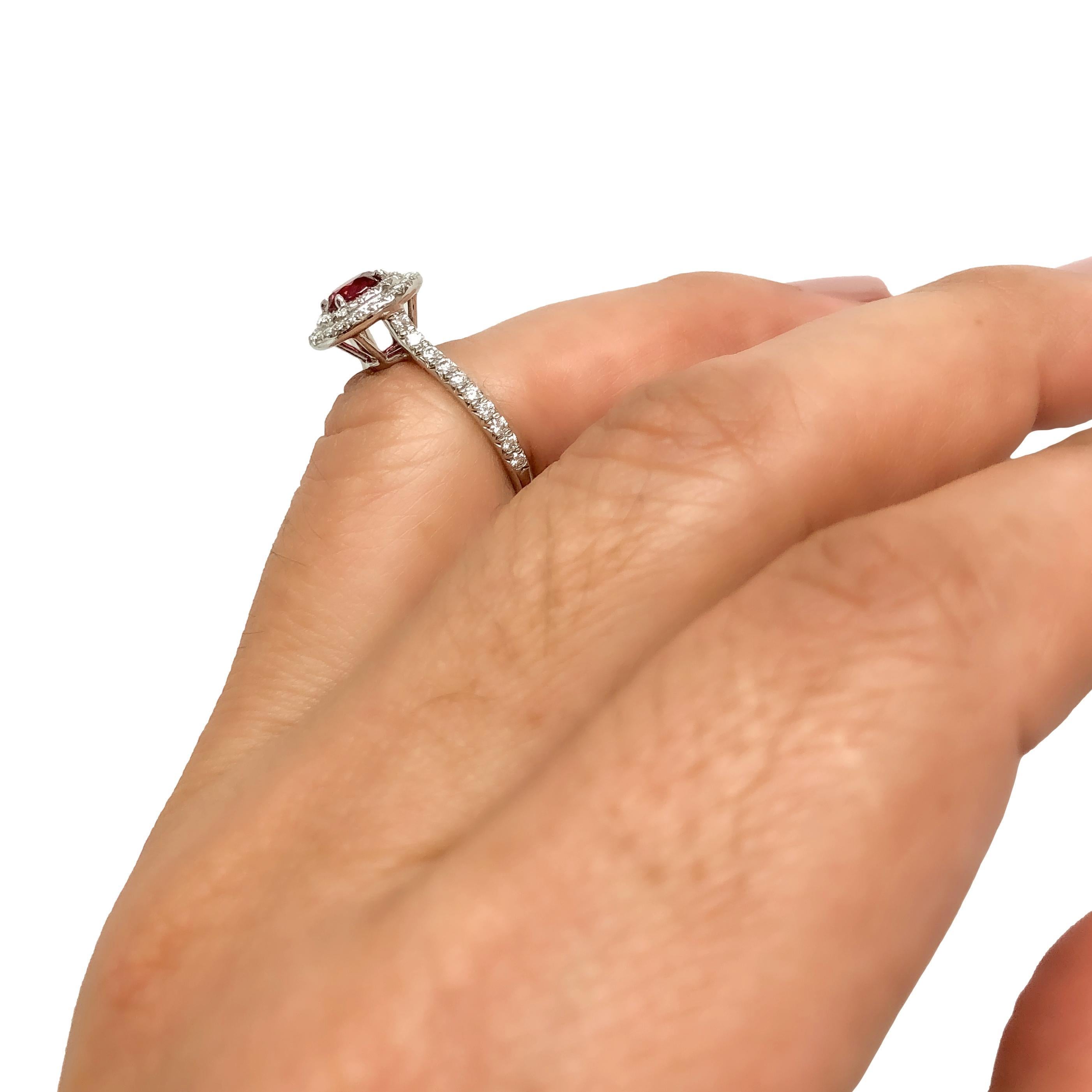 Tiffany & Co Platinum Soleste Round Ruby and Diamond Ring 5
