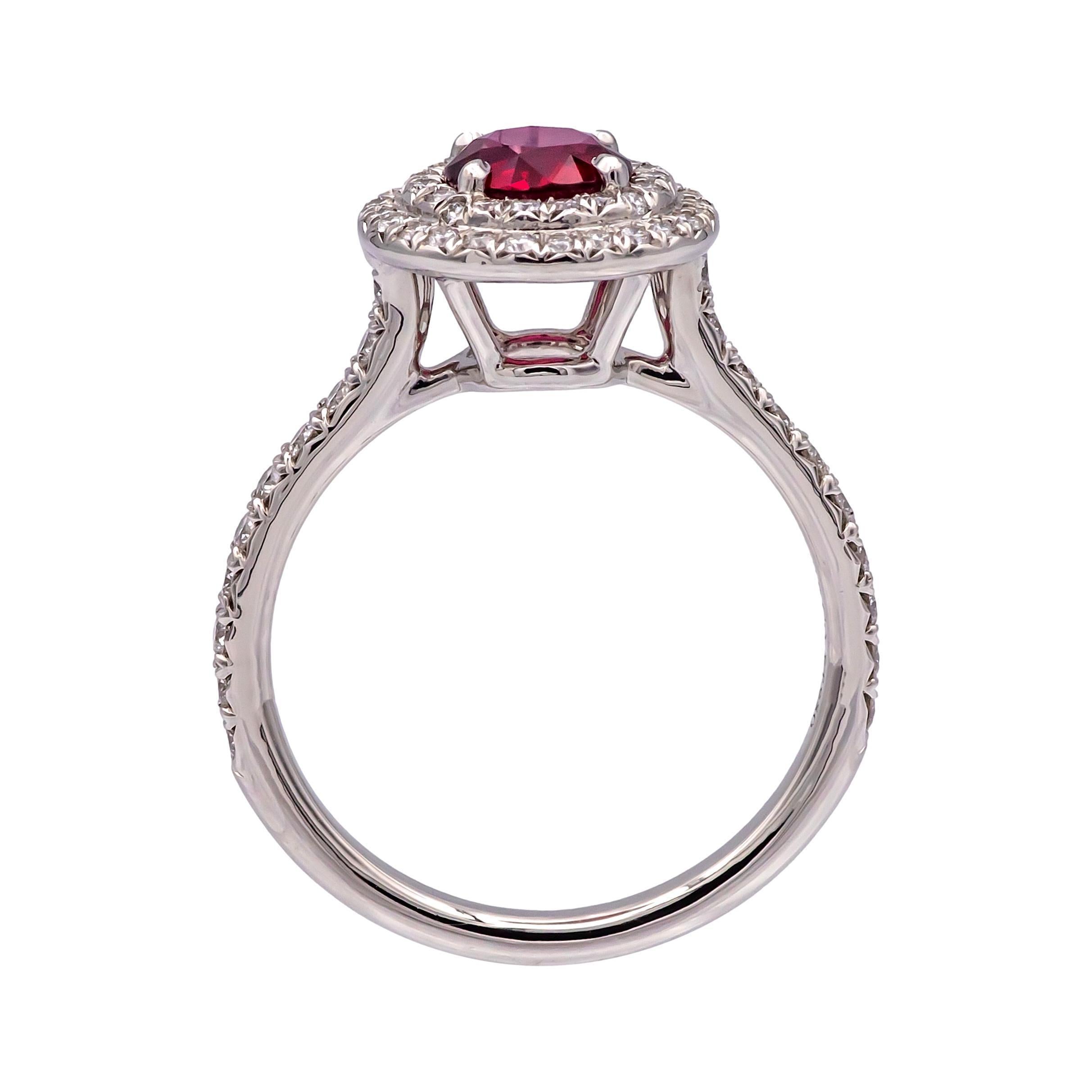 Women's Tiffany & Co Platinum Soleste Round Ruby and Diamond Ring