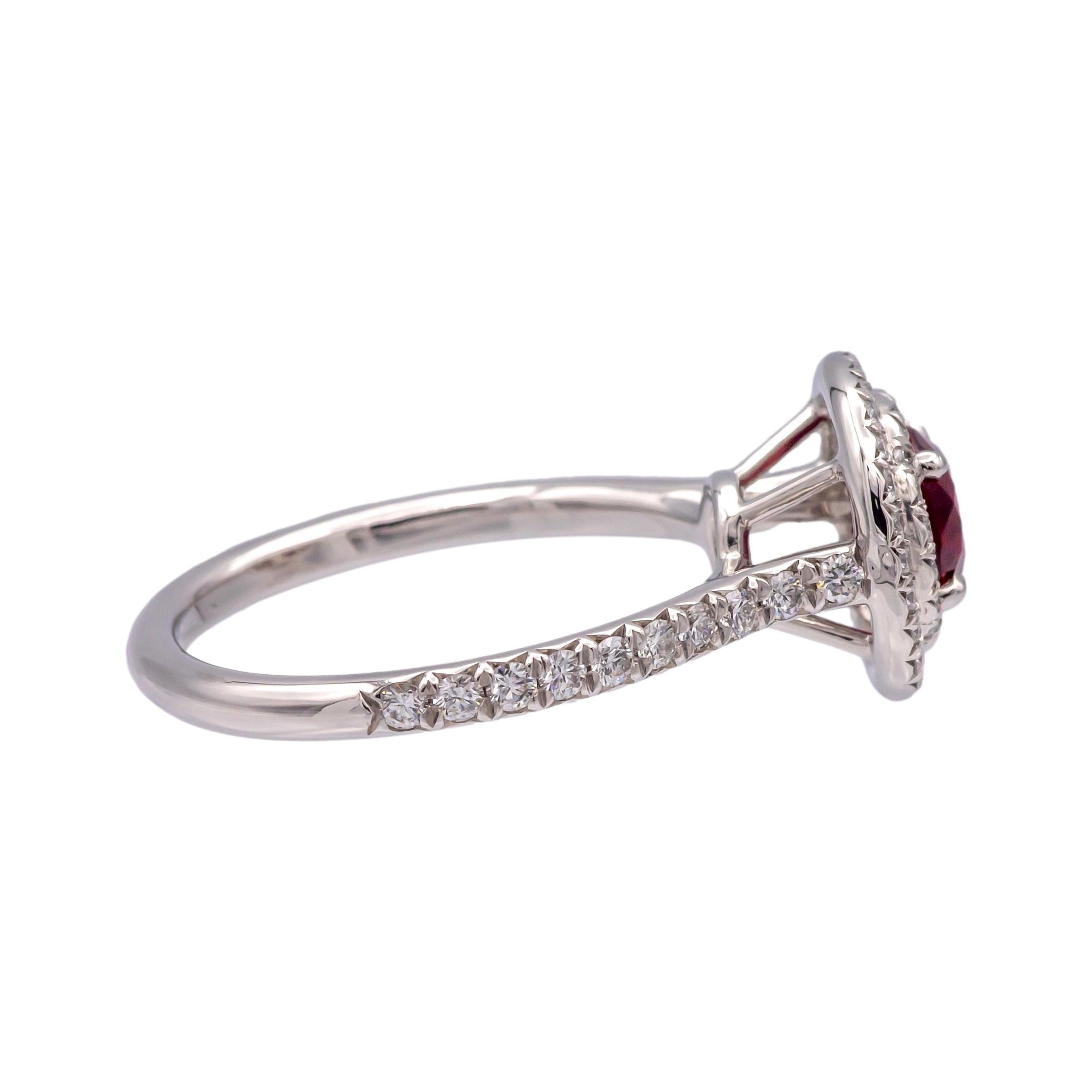 Tiffany & Co Platinum Soleste Round Ruby and Diamond Ring 3