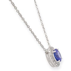 Tiffany & Co. Platin Soleste Halskette mit rundem Tansanit-Diamant-Anhänger 16" lang
