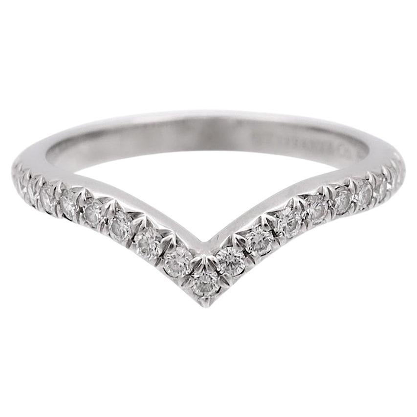 Tiffany & Co. Platinum Soleste V Halfway Band Ring .15ct Size 4