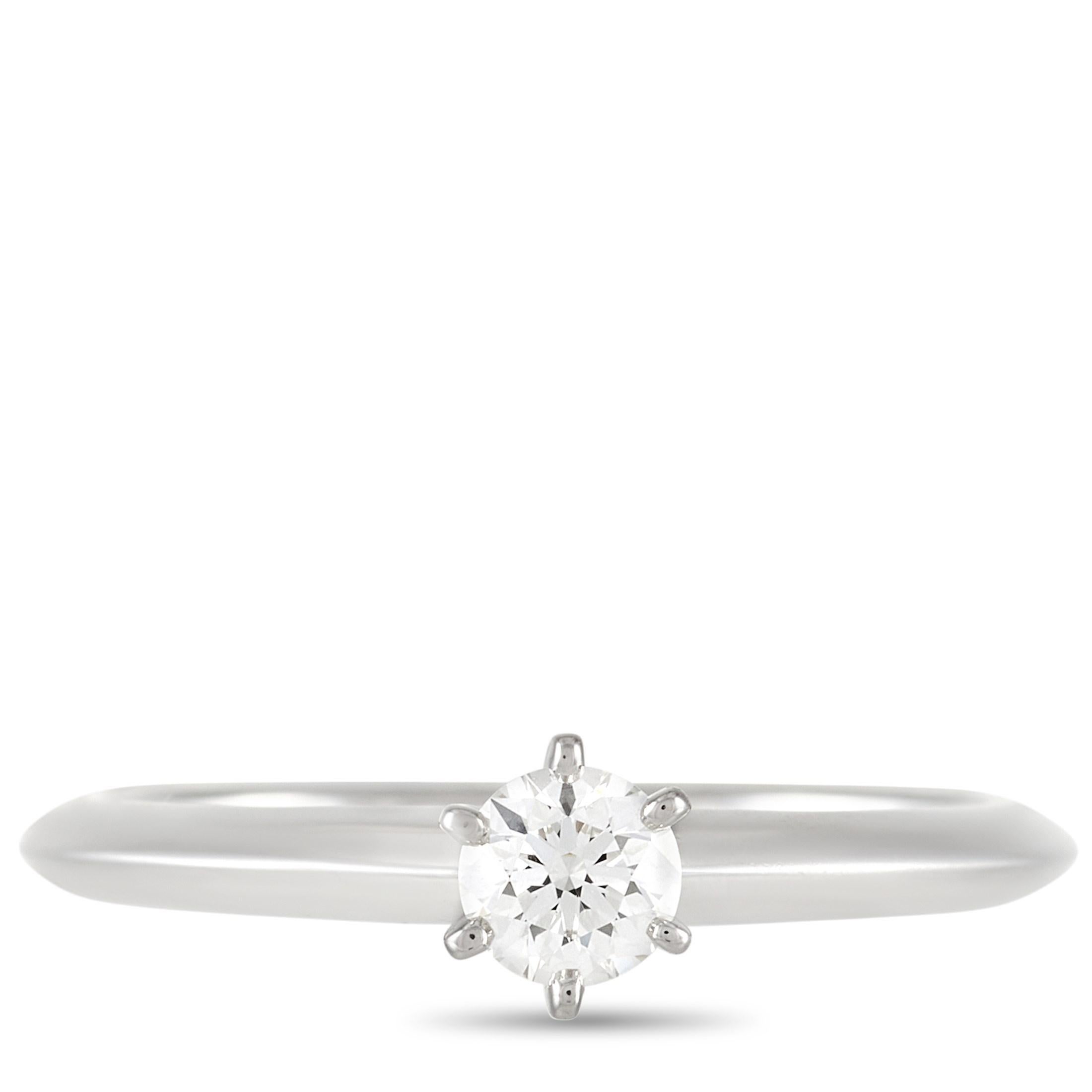 Tiffany & Co. Platinum Solitaire 0.27 Carat Diamond Engagement Ring In Excellent Condition In Southampton, PA