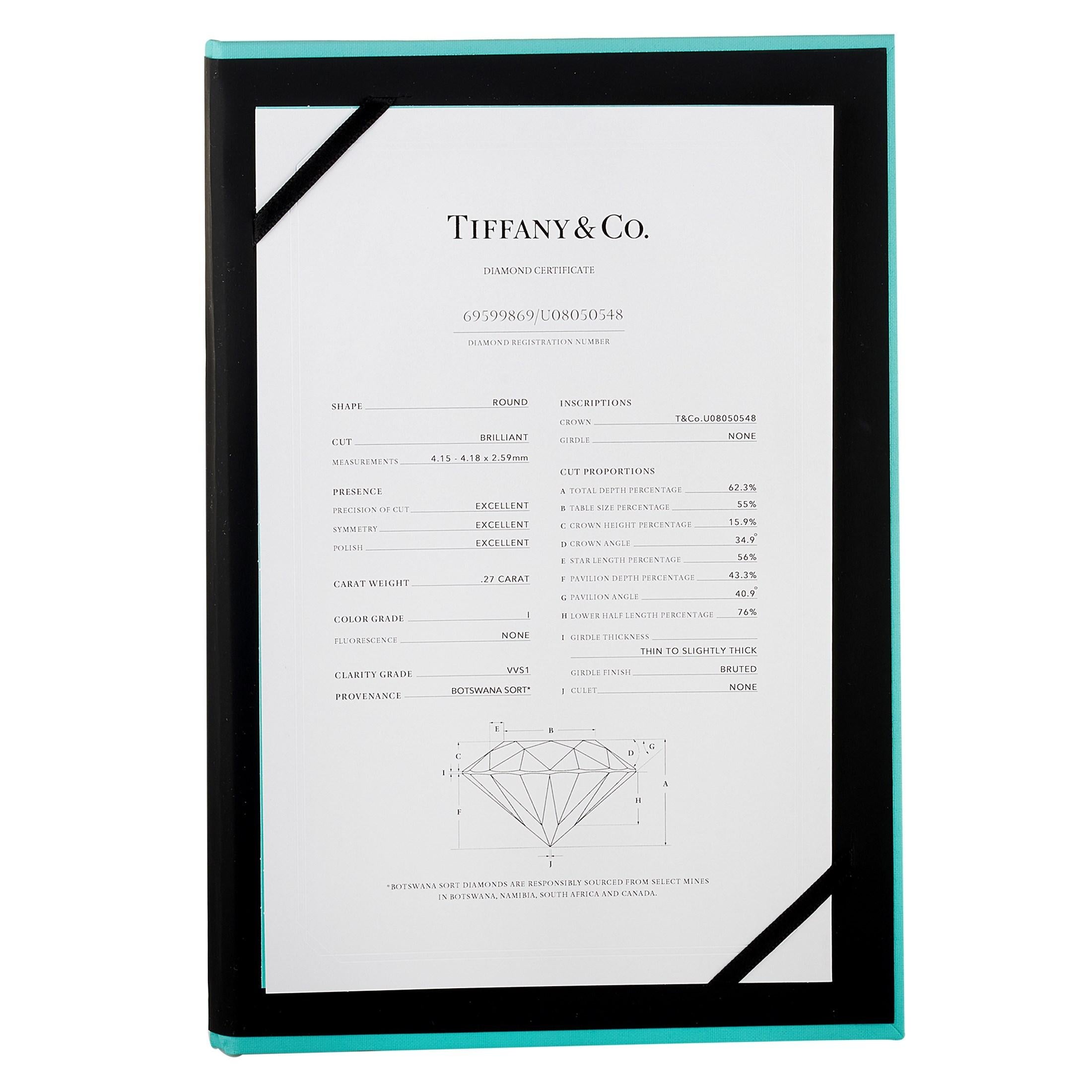 Tiffany & Co. Platinum Solitaire 0.27 Carat Diamond Engagement Ring 1
