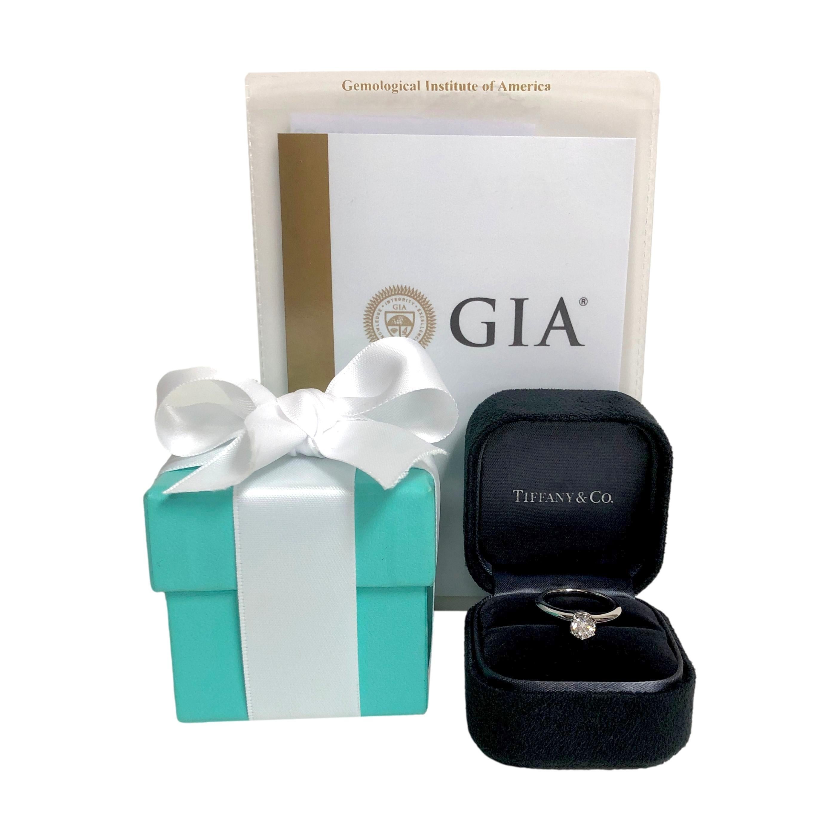 Tiffany & Co. Platinum Solitaire .59ct Round Diamond Engagement Ring G VVS1 GIA For Sale 1