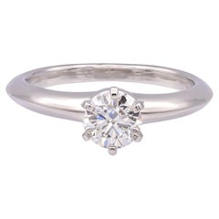 Tiffany & Co. Platin Solitär .59 Karat runder Diamant Verlobungsring G VVS1 GIA