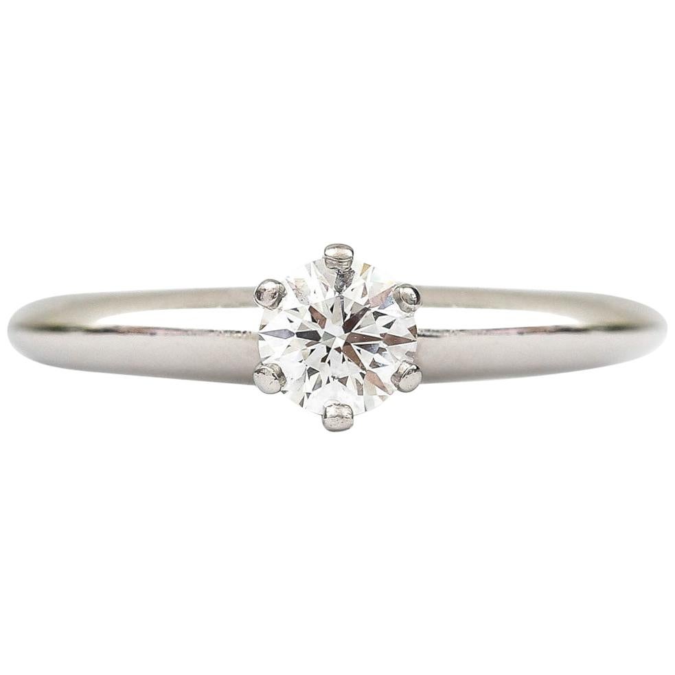 Tiffany & Co. Platinum Solitaire G Color VS1 Diamond 0.35 Carat Engagement Ring