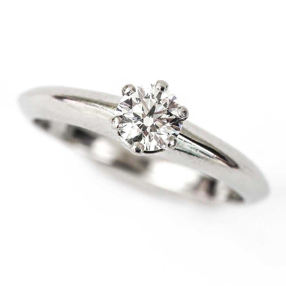 Tiffany & Co. Platinum Solitaire G Color VS1 Diamond 0.35 Carat Engagement Ring 6