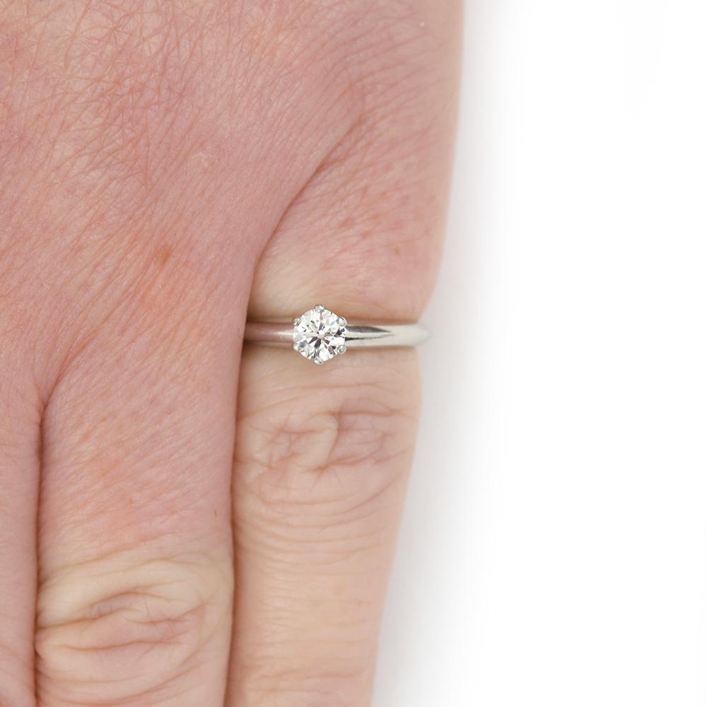Tiffany & Co. Platinum Solitaire G Color VS1 Diamond 0.35 Carat Engagement Ring 11