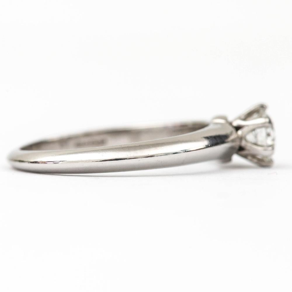 Round Cut Tiffany & Co. Platinum Solitaire G Color VS1 Diamond 0.35 Carat Engagement Ring