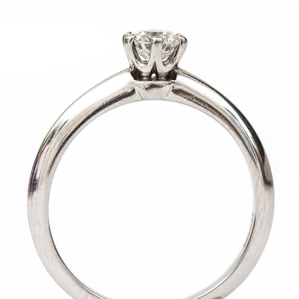 Women's Tiffany & Co. Platinum Solitaire G Color VS1 Diamond 0.35 Carat Engagement Ring
