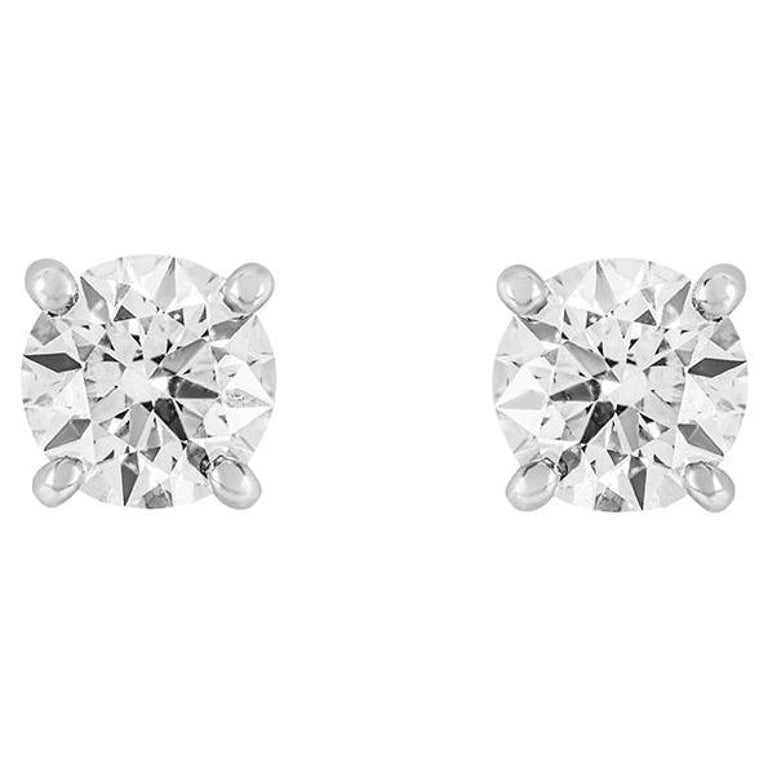 Tiffany and Co. Platinum Solitaire Diamond Stud Earrings 0.82ct TDW XXX