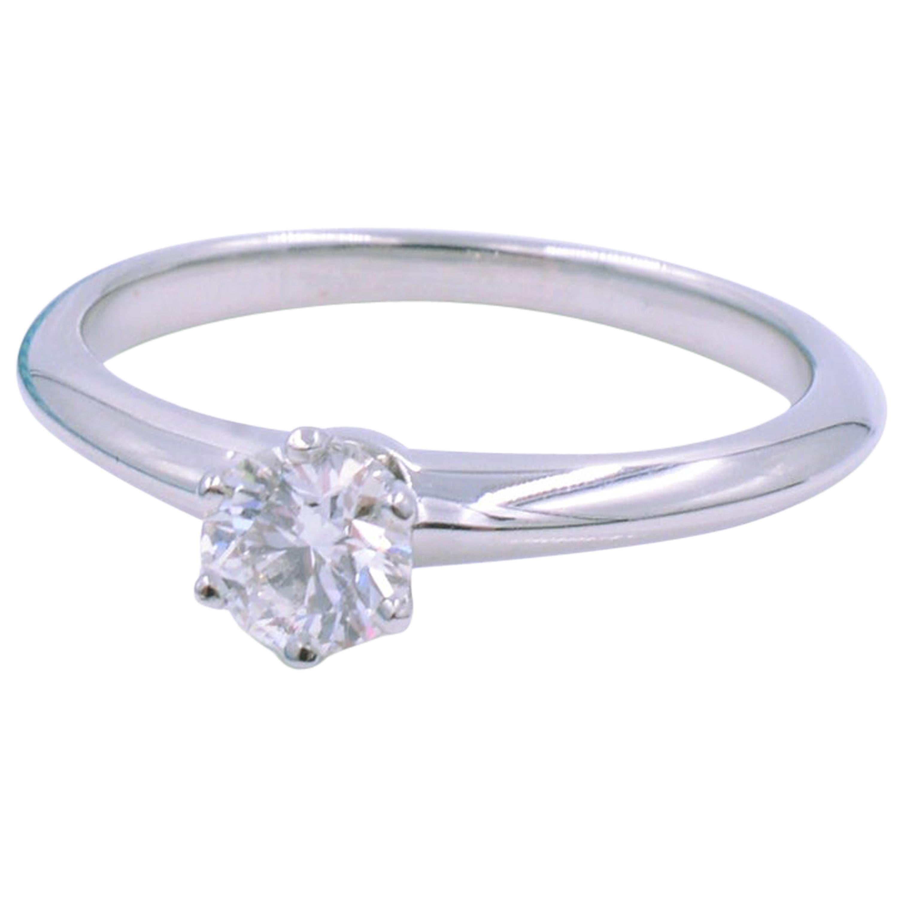 Tiffany & Co. Platinum Solitaire Diamond Engagement Ladies Ring 0.22 Carat