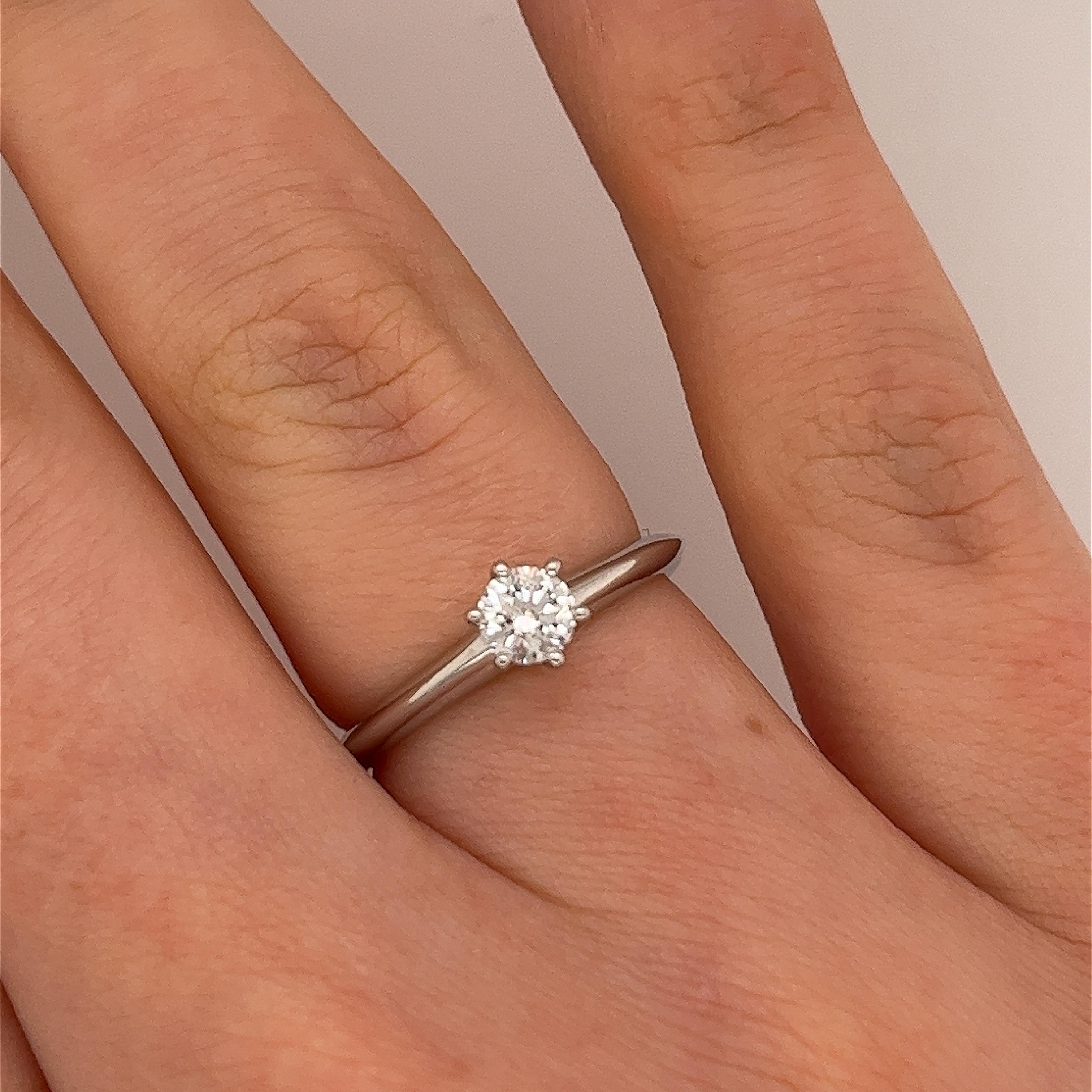 Women's Tiffany & Co. Platinum Solitaire Diamond Engagement Ring 0.31ct E /IF Triple EX For Sale