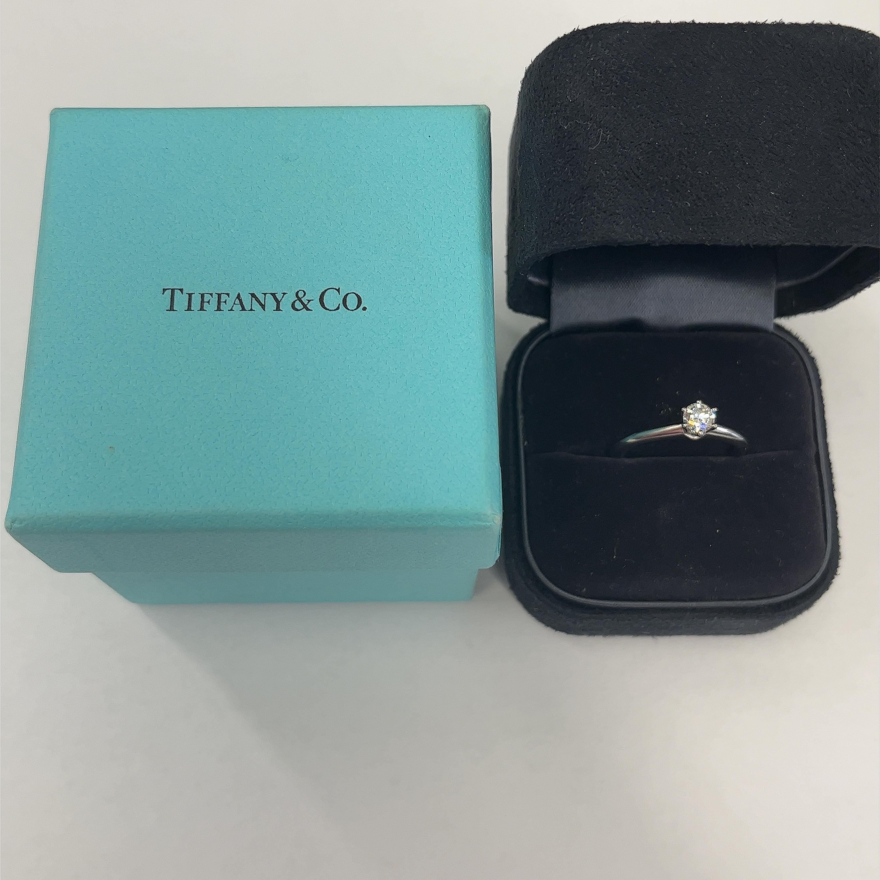 Tiffany & Co. Platinum Solitaire Diamond Engagement Ring 0.31ct E /IF Triple EX For Sale 2