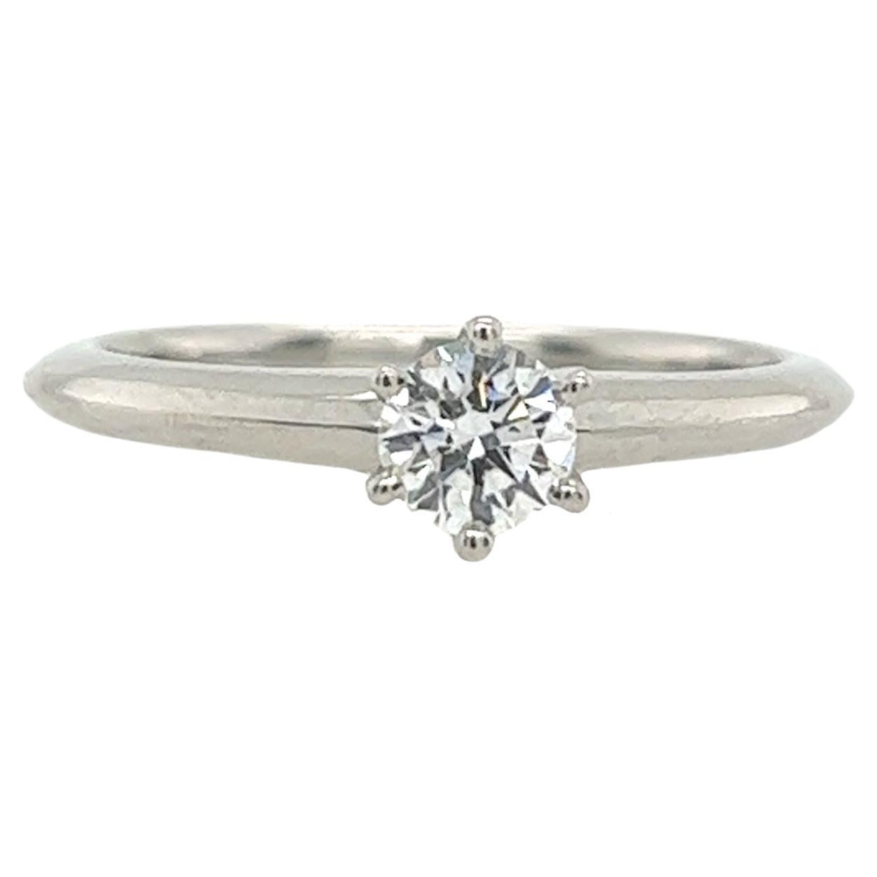 Tiffany & Co. Platinum Solitaire Diamond Engagement Ring 0.31ct E /IF Triple EX For Sale