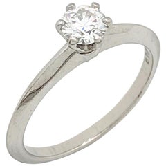 Tiffany & Co. Platinum Solitaire Diamond Engagement Ring .37 Carat IF/F