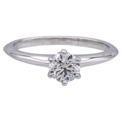 Tiffany & Co. Platinum Solitaire Diamond Engagement Ring Round 0.42 FVS1