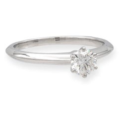 Tiffany & Co. Platinum Solitaire Diamond Engagement Ring Round .50cts. IVS1