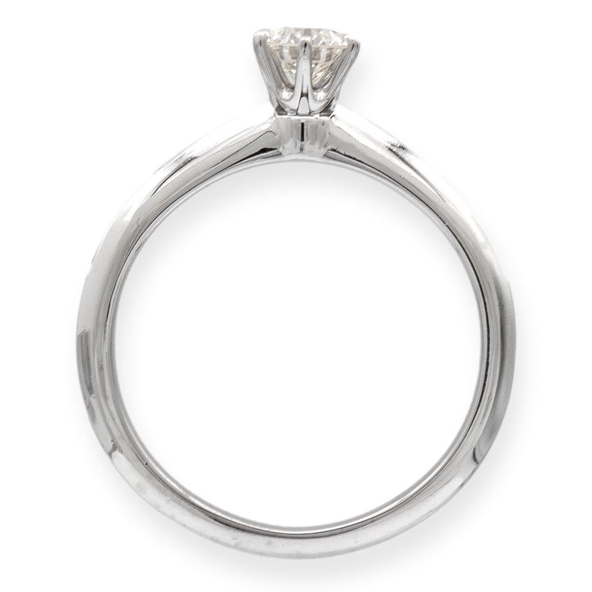 Tiffany & Co. Platinum Solitaire Diamond Engagement Ring Round .50cts. IVS1 In Excellent Condition In New York, NY
