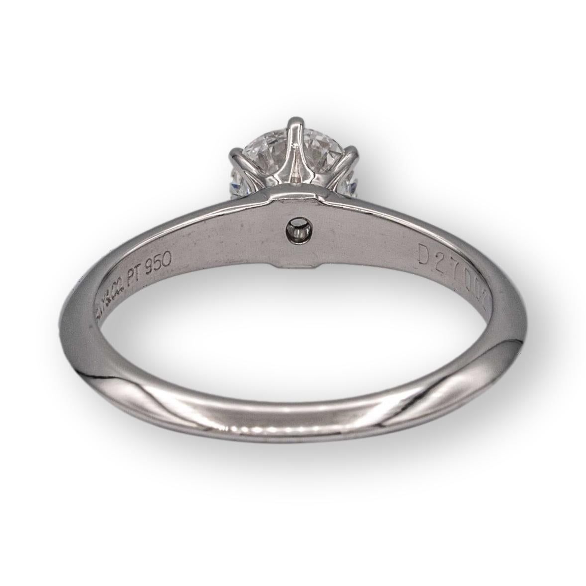 platinum 0.53ct diamond 6 claw solitaire ring